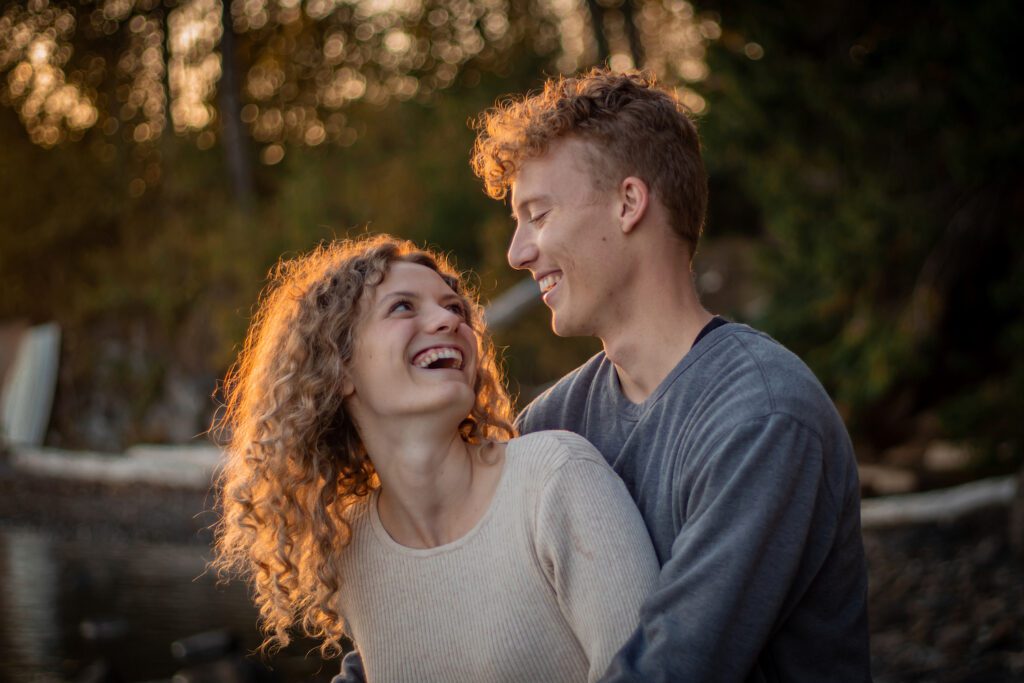 romantic playful couple beach engagement photoshoot victoria bc photography