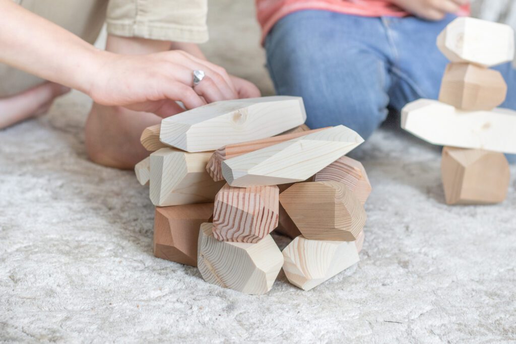 product photography natural wood rock blocks tumbino