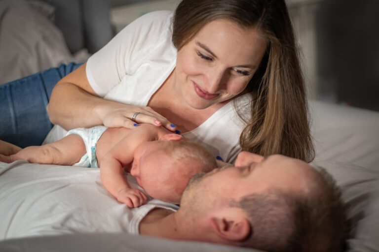 couple and baby lifestyle in-home newborn session alyssa orrego photography