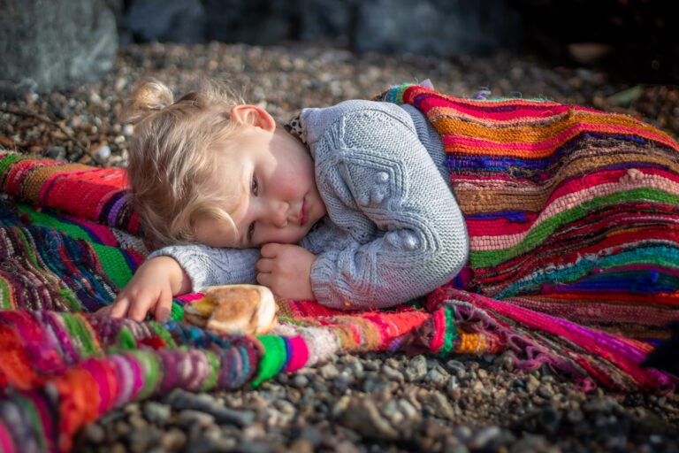 child sleeping at coles bay regional park alyssa orrego photograph lifestyle photoshoot